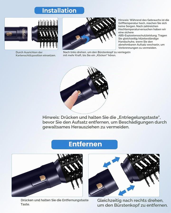UKLISS 6 in 1 Hairstyler, Haarstyler &amp; Haartrockner Set mit Warmluft Lockenbürste Automatisch, Hair