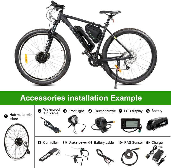 YOSE POWER Ebike Kit 36V250W 26''/28" Frontmotor E-Bike Hub Umbausatz Integrierte Controller mit Hai