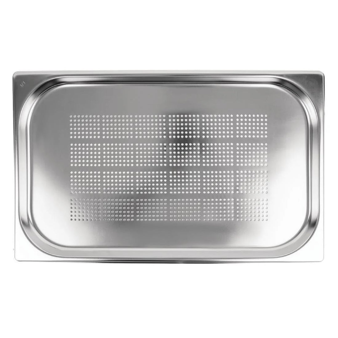 Vogue 12923 Gastronomiebehälter aus Edelstahl, Gastronorm 1/1, 20 mm tief, perforiert, silber