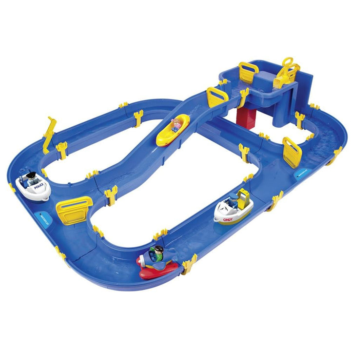 BIG - Waterplay Niagara - Wasserbahn blau, 130 x 90 x 22cm grosse Bahn, mit 3 Booten, Wasserflugzeug