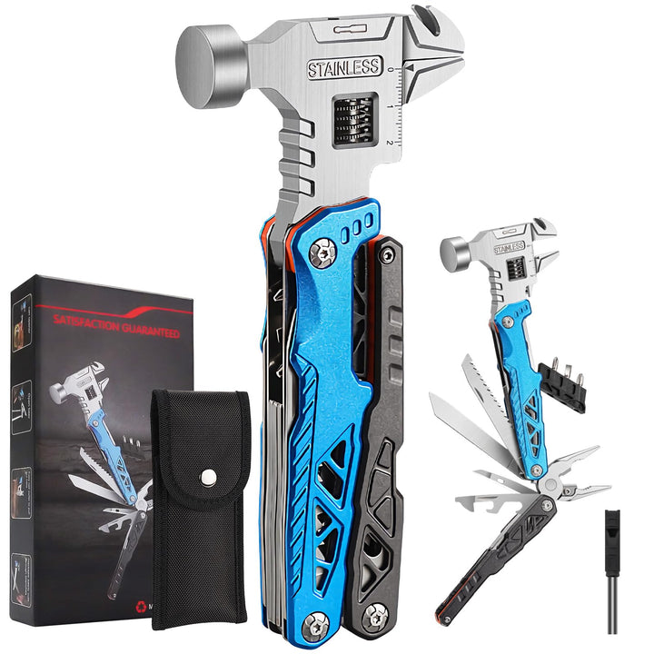Multitool Rollgabelschlüssel,18 in 1 Geschenke für Männer,Premium Multitool Werkzeug [Titanstahl] Hä