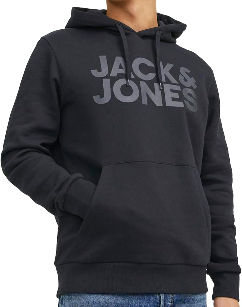 JACK &amp; JONES Male Kapuzenpullover Logo Kapuzenpullover S Dunkelgrau (3728200), S Dunkelgrau (3728200