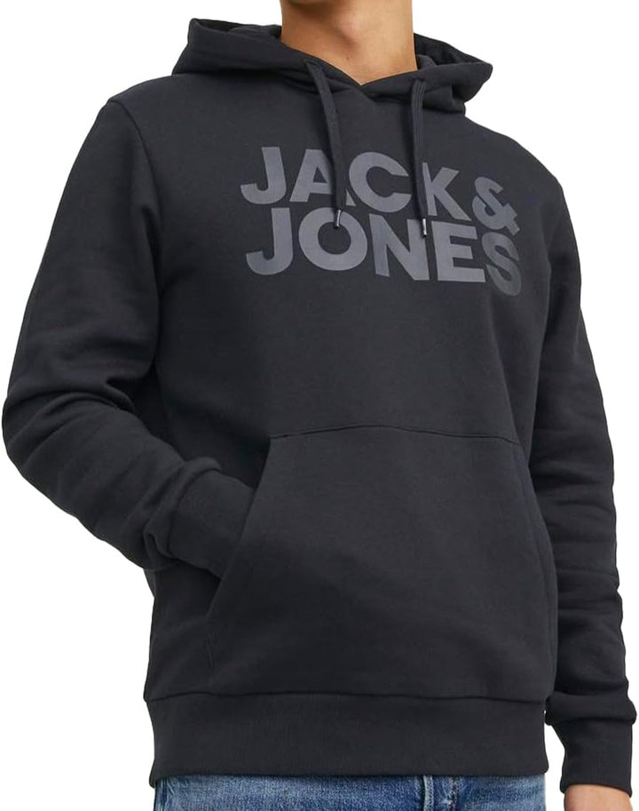 JACK &amp; JONES Male Kapuzenpullover Logo Kapuzenpullover | Hoodie M Dunkelgrau (3728200), M Dunkelgrau