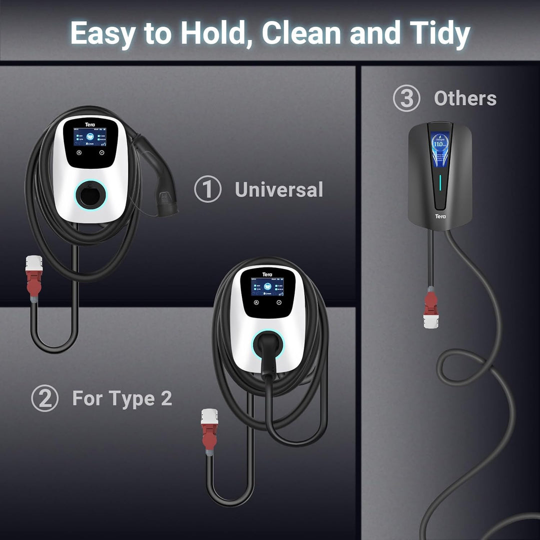 Tera Smart EV Ladegerät Typ 2 Wallbox mit APP 11kW 16A 400V CE&TÜV mit WLAN & Bluetooth 7m Ladekabel