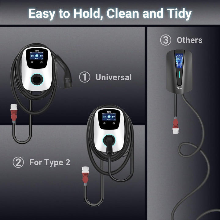 Tera Smart EV Ladegerät Typ 2 Wallbox mit APP 11kW 16A 400V CE&TÜV mit WLAN & Bluetooth 7m Ladekabel