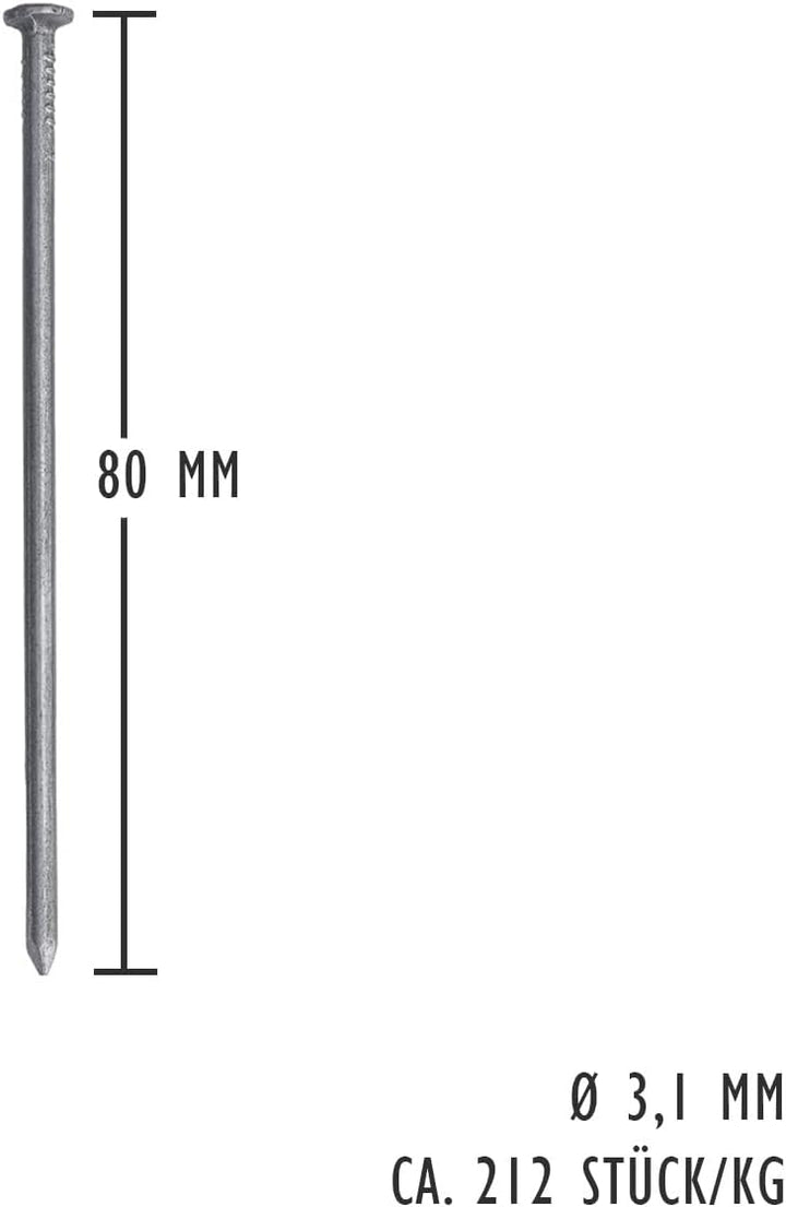 siwitec Drahtstifte blank, 5 kg, 3,1 x 80 mm, Bau- und Tischlerstifte, universell einsetzbare Drahtn