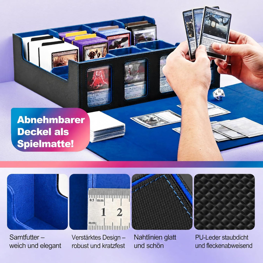 Trading Card Storage Box für Commander Display, 2400+ MTG Deck Box mit 4 Top Loaders, TCG Card Case