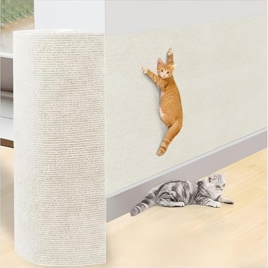 KVIDA Kratzmatte für Katzen, 200 x 60 cm, Selbstklebende Teppichmatte, zuschneidbar, Kratz-Möbelschu