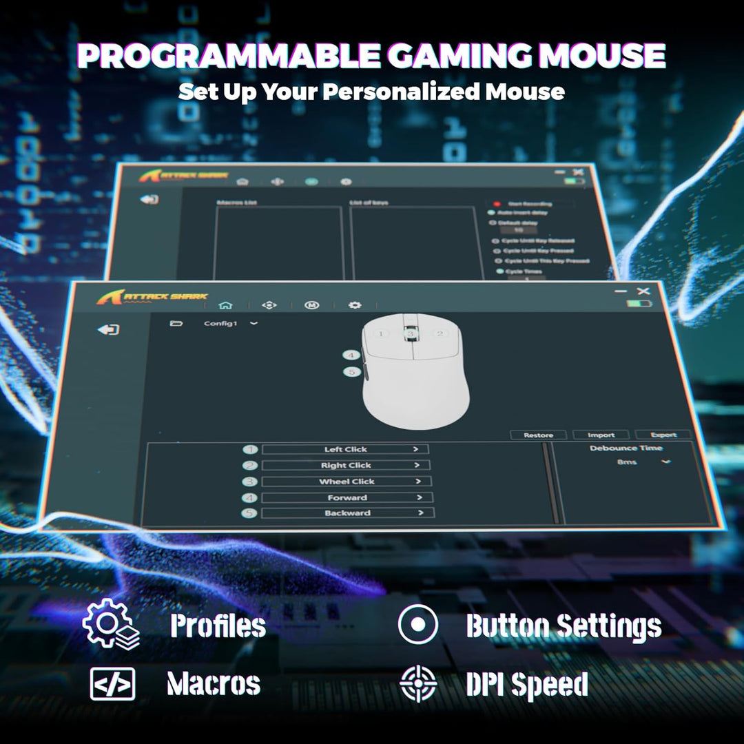 MAMBASNAKE X ATTACKSHARK X8ULTIMATE Kabellose Gaming-Maus&Grip Tape,PAW3950MAX Sensor,8K Abtastrate,