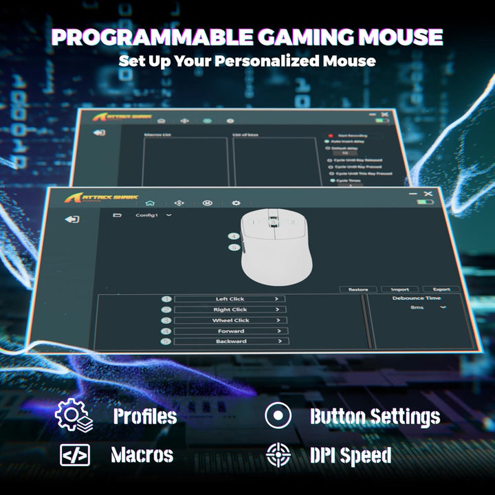 MAMBASNAKE X ATTACKSHARK X8ULTIMATE Kabellose Gaming-Maus&Grip Tape,PAW3950MAX Sensor,8K Abtastrate,