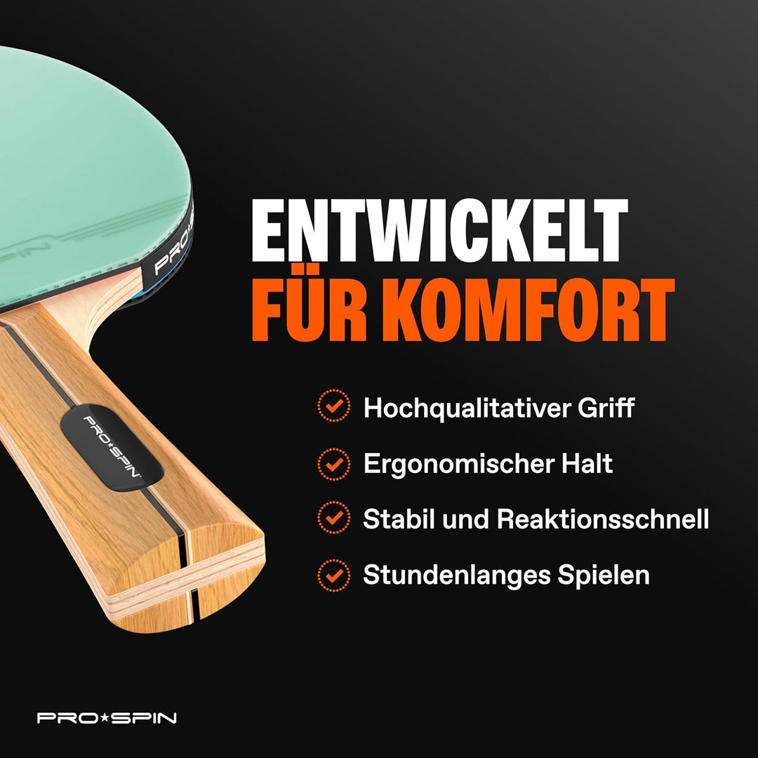 PRO-SPIN Tischtennisschläger – Hochleistungs-Tischtennis Set | Premium Tischtennisschlaeger, 3-Stern