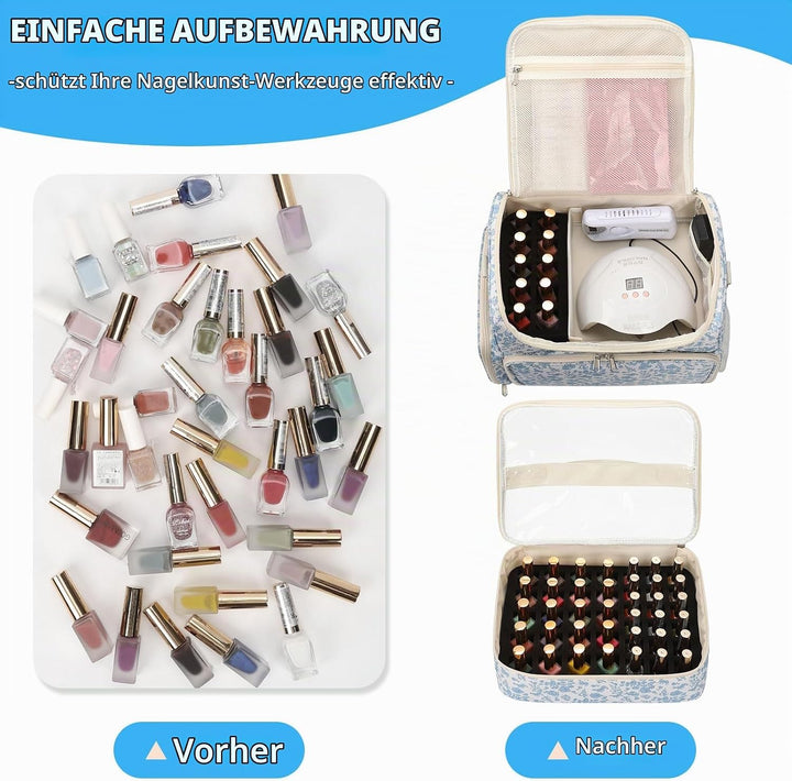 Nagelkoffer mit Extra Grosser Kapazität – Nagellack Koffer für 86 bis 100+ Flaschen &amp; Nagellampe, Do
