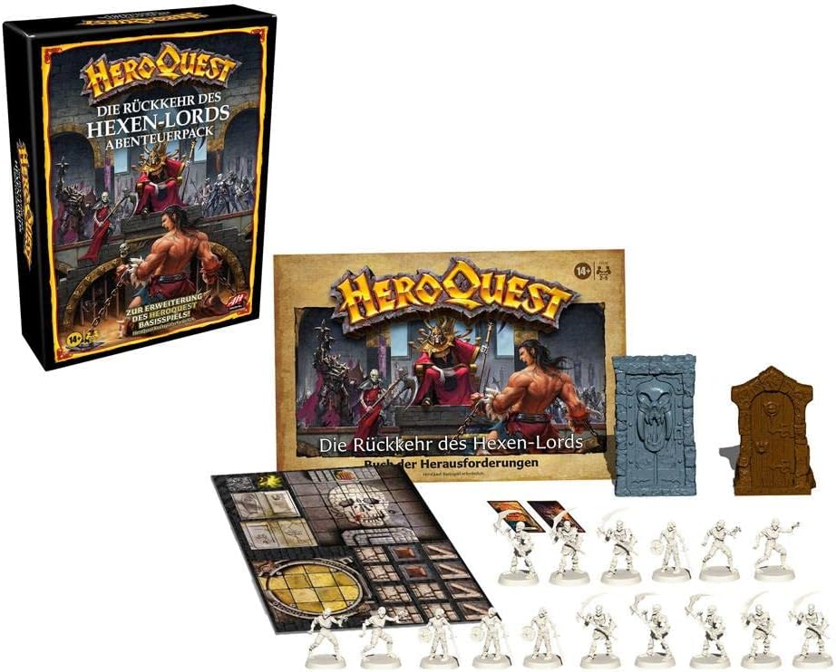 Avalon Hill HeroQuest Die Rückkehr des Hexen-Lords Abenteuerpack, Dungeon Crawler Spiel ab 14 Jahren
