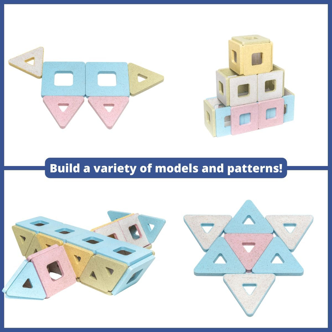 Polydron KinderMag Class Set - Pastel Coloured Magnetic Building Tiles for Toddlers - Promotes Early