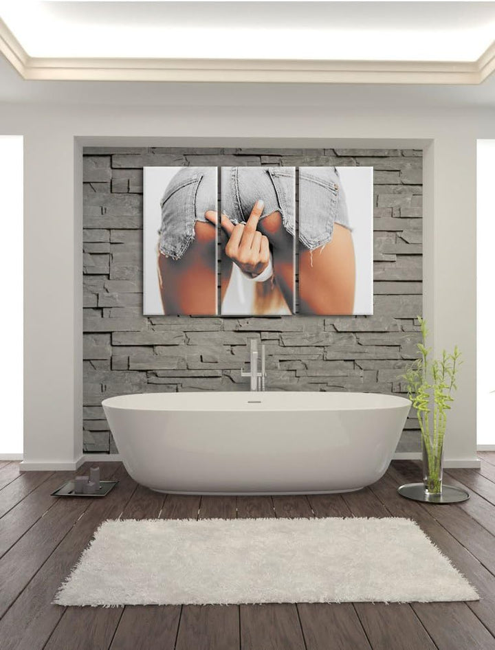 Pixxprint Frau in sexy Pose als Leinwandbild/Grösse: 3 Teilig (120x80 cm) cm/Wandbild/Kunstdruck/fer