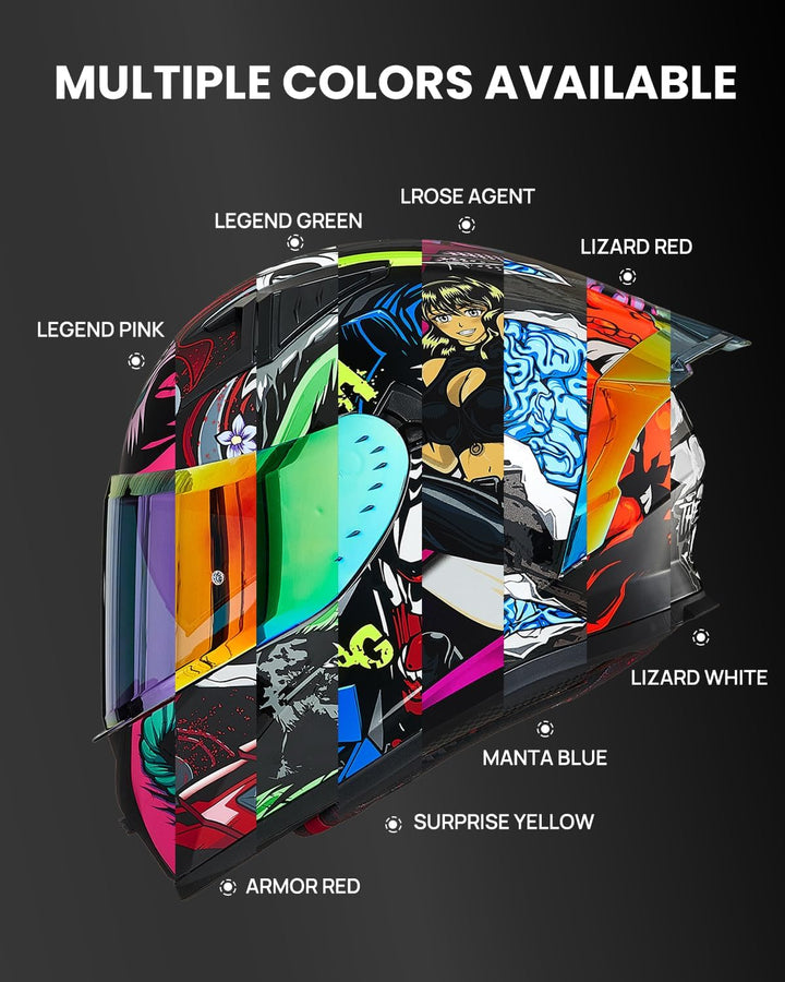 ILM Motorradhelm Integralhelm Herren Damen-Motorcycle Helmet mit 2 Visieren Pinlock-kompatiblen klar