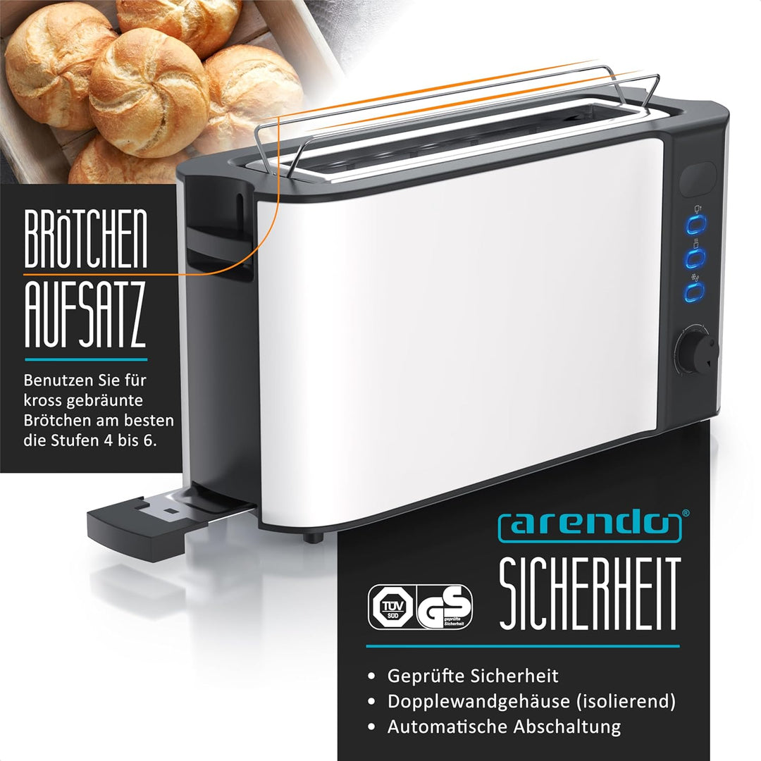 Arendo - Toaster Langschlitz 2 Scheiben - Defrost Funktion - 1000W - Doppelwandgehäuse - Integrierte