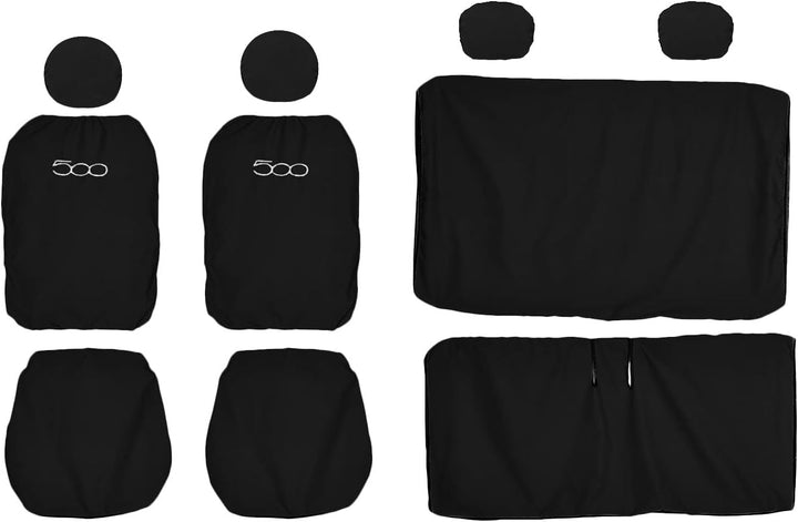 Lupex Shop FIAT 500 einfarbige Sitzbezüge, Schwarz, Schwarz