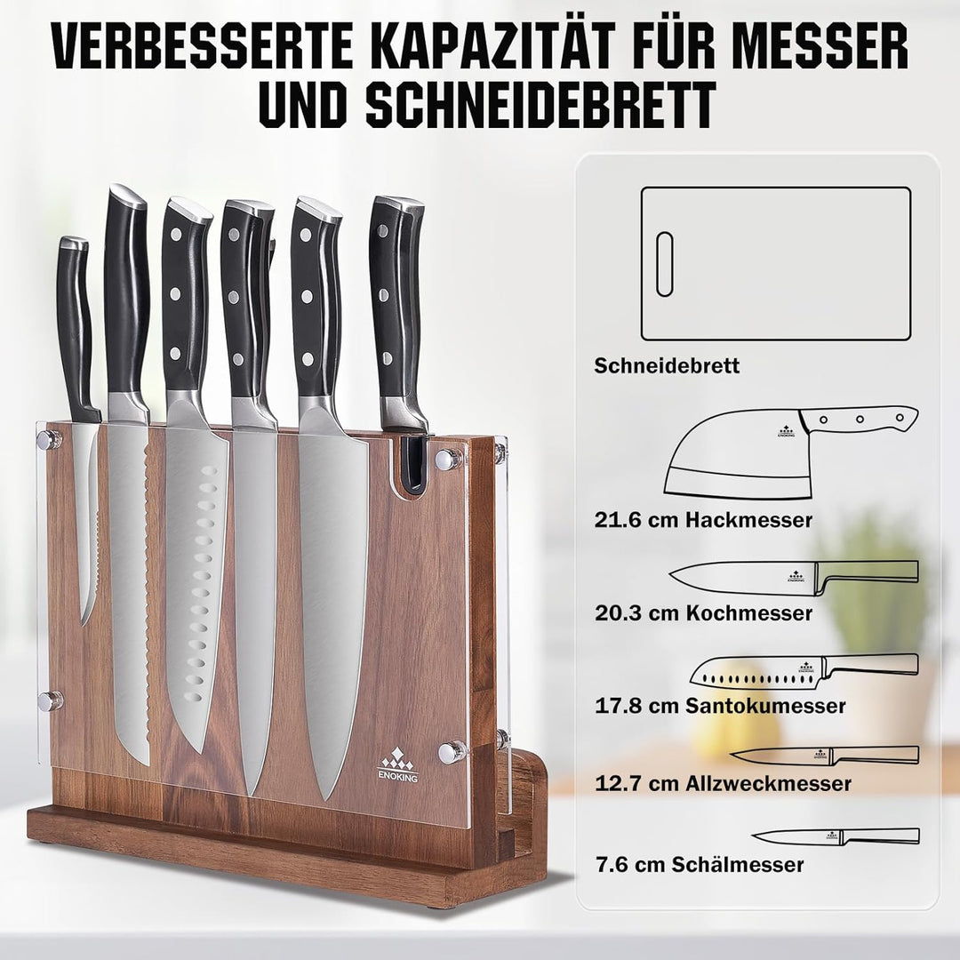 ENOKING Spitzenklasse Plus Messerblock Magnetisch Ohne Messer, Doppelseitiger Magnetischer Messerblo