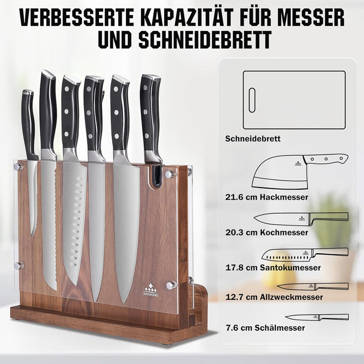 ENOKING Spitzenklasse Plus Messerblock Magnetisch Ohne Messer, Doppelseitiger Magnetischer Messerblo