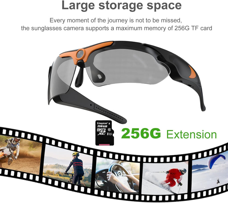 Kamerabrille, Video-Sonnenbrille 1080P Full HD Tragbare Schiesskamerabrille mit Polarisierten Linsen