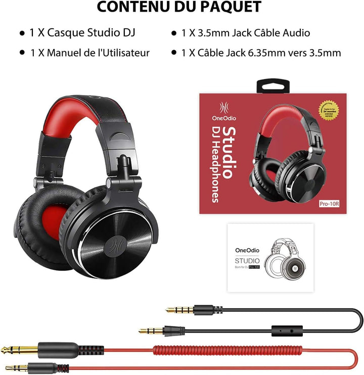 Oneodio Over Ear Closed Back Studio Dj-Kopfhörer Für Die Àœberwachung,Freier Adapter,Kopfhörer Mit A