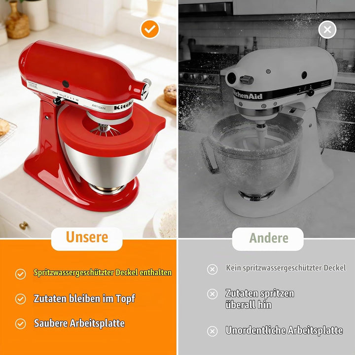 Silikon Einlagen, kompatibel mit Kitchen Aid 4,5-5 Quart Mixer mit kippbarem Kopf, 2 Einlagen mit De