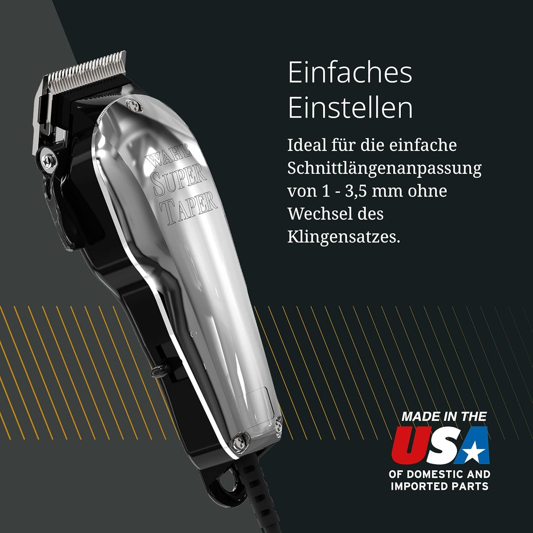 Wahl Chrome Super Taper - Präzise Schnitte - Einfache Schnittlängenverstellung - Schwarz/Silber