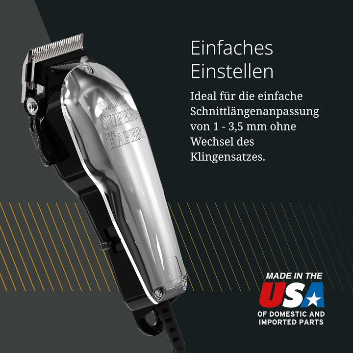 Wahl Chrome Super Taper - Präzise Schnitte - Einfache Schnittlängenverstellung - Schwarz/Silber