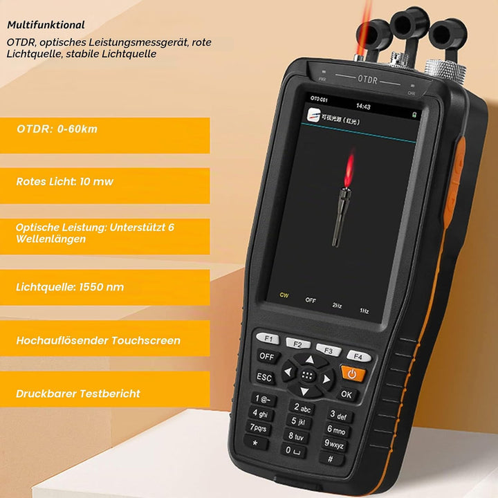 OTDR-Glasfasertester, Optisches 4-in-1-Time-Domain-Reflektometer Visueller Fehlerorter OTDR FTTH-Gla