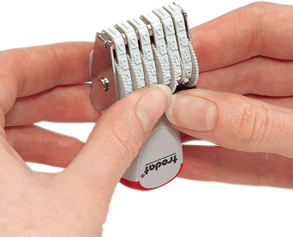 Trodat Bänderstempel 18mm, 6stellig, Zeichen pro Band 0-9 X,F,-,/,.,St.,No,1/2,1/4,3/4,