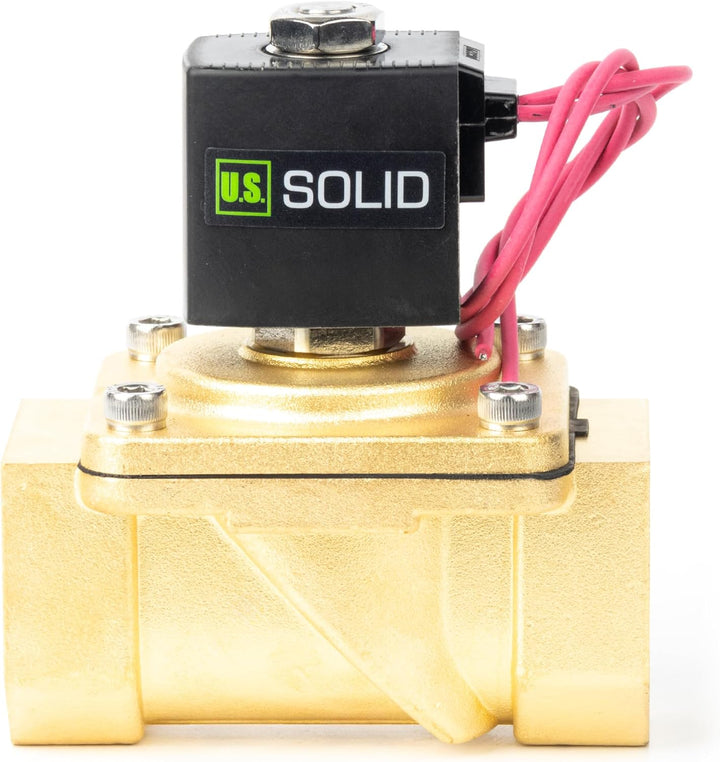 U.S. Solid 1-1/4" Magnetventil - Messing DC 12V mit Viton-Dichtung, stromlos geschlossen, Bleidraht-