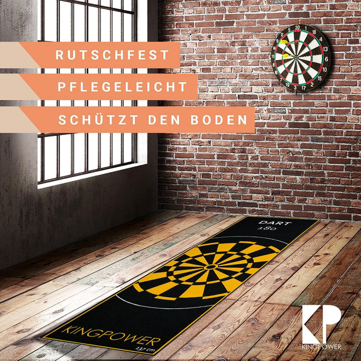 Kingpower Dartteppich mit Abwurflinie, Dart Zubehör mit Motiv, Dartmatte mit Oche, pflegeleichter Te