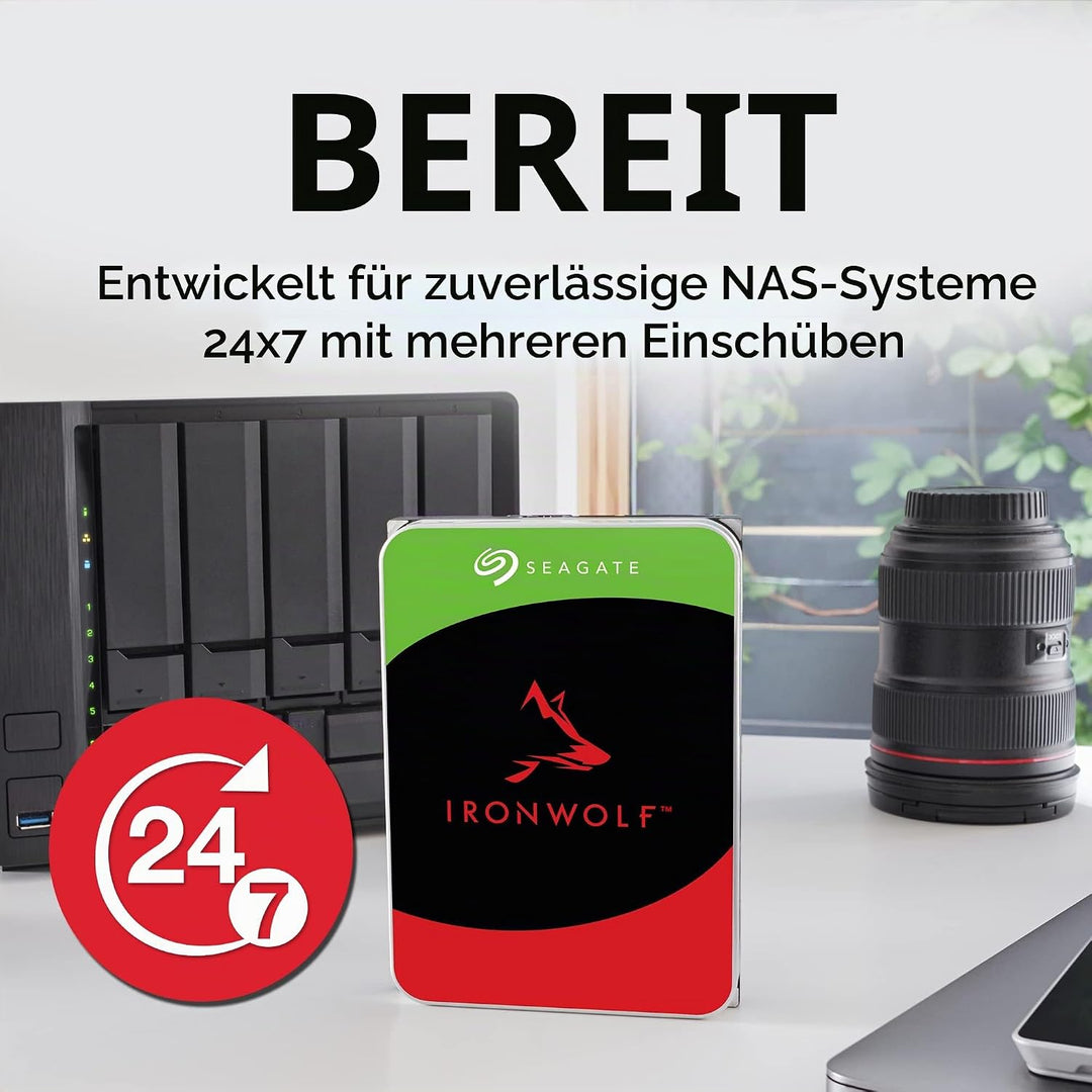 Seagate IronWolf 2 TB interne Festplatte NAS HDD, 3.5 Zoll, 5400 U/Min, CMR, 64 MB Cache, SATA 6 GB/