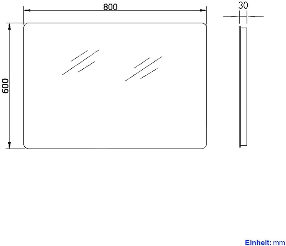 EMKE LED Badspiegel mit Beleuchtung 80x60cm Badezimmerspiegel mit Beleuchtung Kaltes Weiss 6500K Wan
