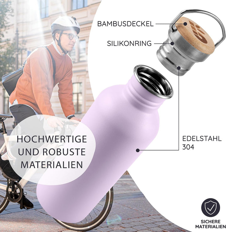 Bambaw Edelstahl Trinkflasche Lila Wasserflasche 1l Nicht Isolierte Edelstahlflasche 1L Sportflasche