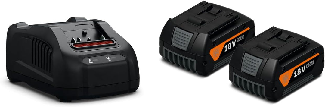 FEIN Akku-Starter-Set GBA 18 V 5.0 Ah AS- 2 Li-Ionen Akkus mit Ladegerät GAL 1880 CV. Für alle Akku-