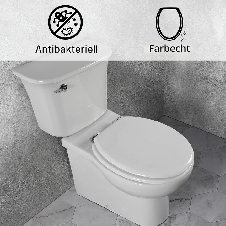 Angel Shield Weisser, langlebiger, sanft schliessender WC-Sitz, antibakteriell, verstellbare Scharni