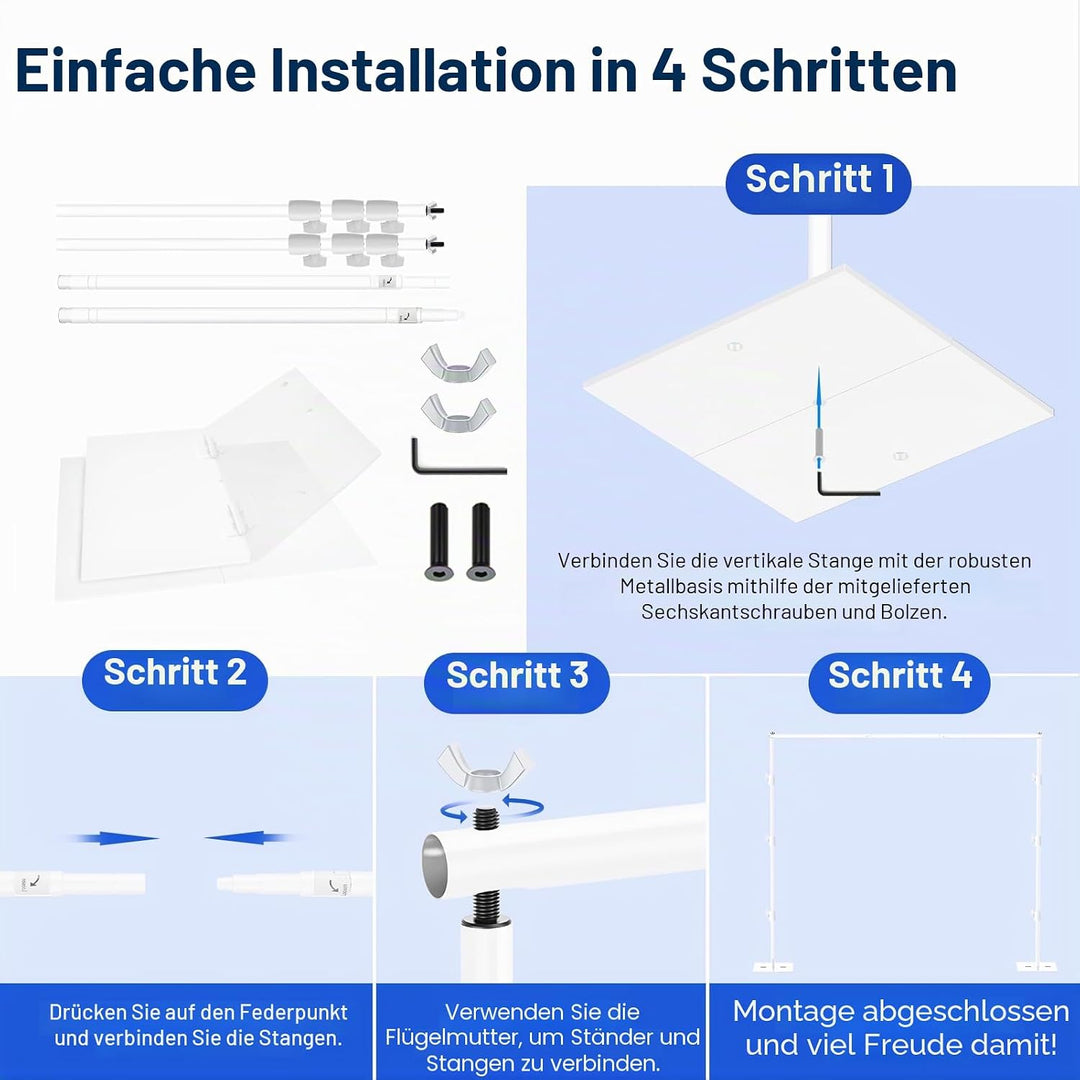 EMART Weiss Foto Hintergrund Ständer mit Stahlsockel, 2m x 3m Verstellbarer Fotohintergrund Ständer