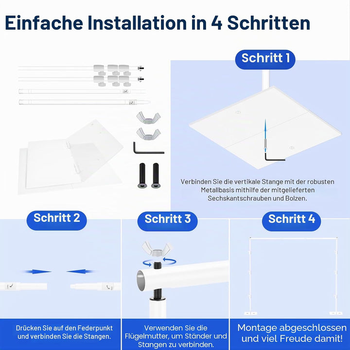 EMART Weiss Foto Hintergrund Ständer mit Stahlsockel, 2m x 3m Verstellbarer Fotohintergrund Ständer