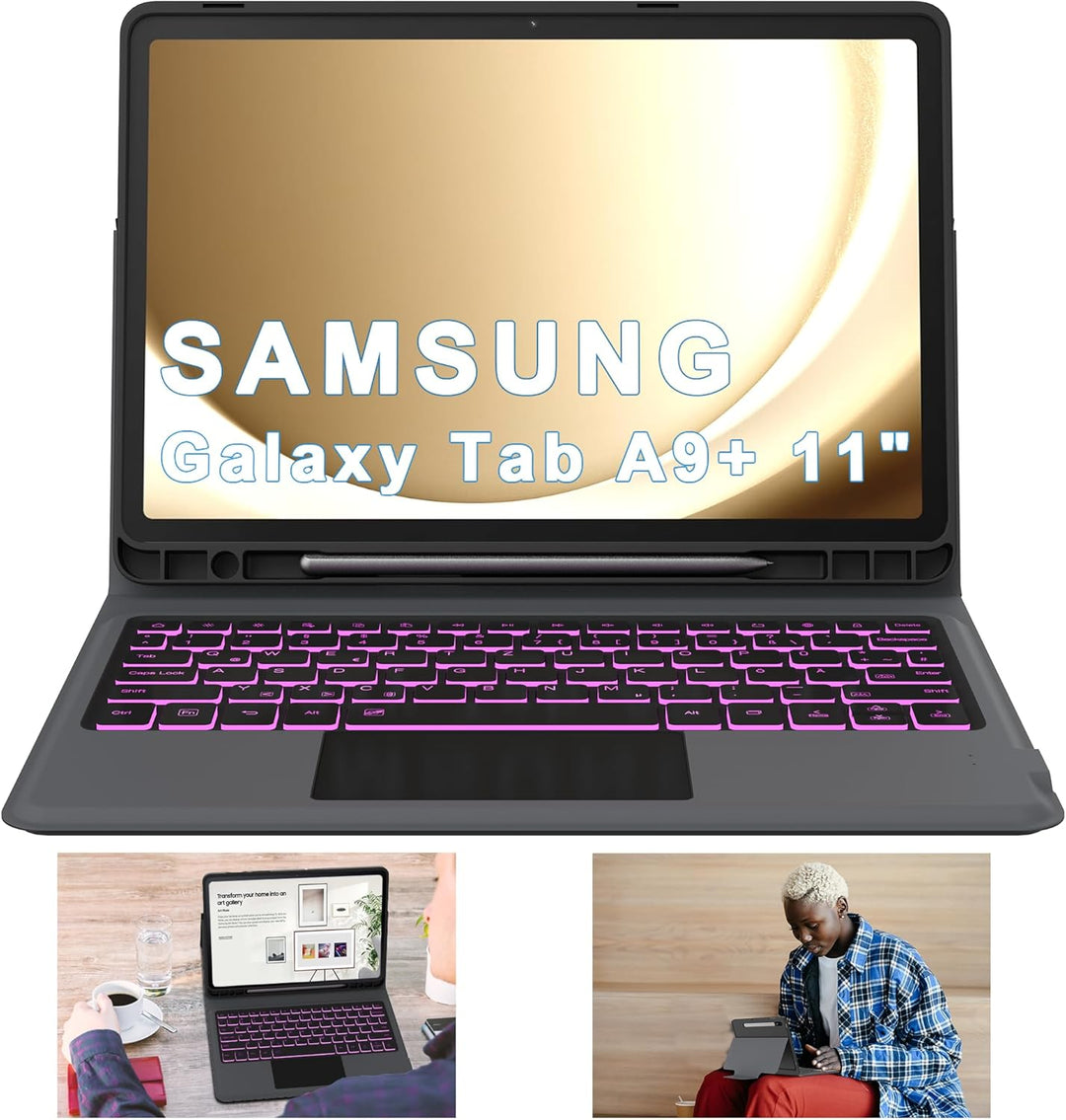 ROOFEI Galaxy Tab A9+ A9 Plus Hülle mit Tastatur: 11 Zoll Galaxy Tab A9plus Deutsches QWERTZ-Layout