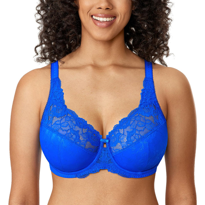 DELIMIRA Damen Minimizer BH ohne Einlagen mit Spitze mit Bügel Grosse Grössen 85I Himmelblau, 85I Hi