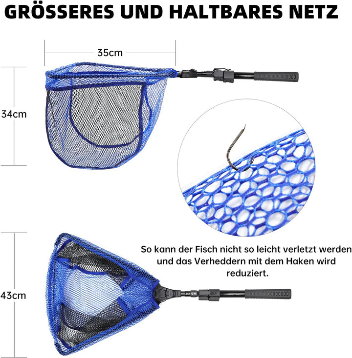 Kescher Angeln, Unterfangskescher Angelkescher Fischkescher Langlebiges Nylonnetz Angelzubehör für E