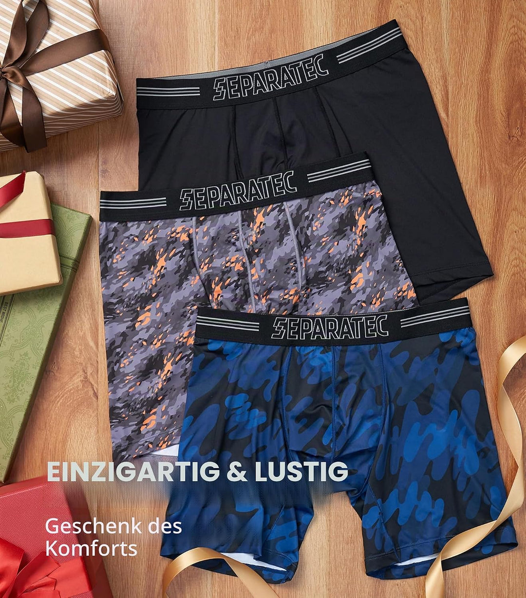 Separatec Boxershorts Herren Mehrfachpackung Sport Schnell trocknend Doppelbeutel Dual Pouch Unterho