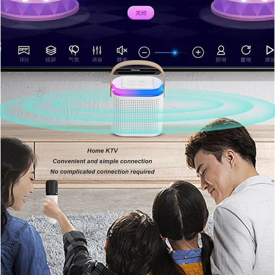 Tragbarer Bluetooth Lautsprecher mit 2 Kabellosen Mikrofonen, RGB Karaoke Maschinen Set, Unterstützt