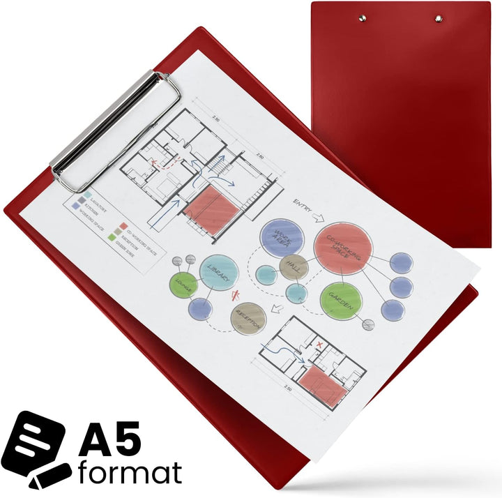 Netuno 7 Stück Klemmbrett A5 farbig sortiert mit Metallclip Schreibplatte aus Hartkunststoff Dokumen