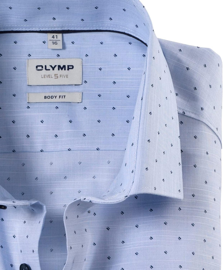 OLYMP Herren Businesshemd Langarm Level Five,Rotationsdruck,Body fit,Modern Kent 37 Bleu 11, 37 Bleu