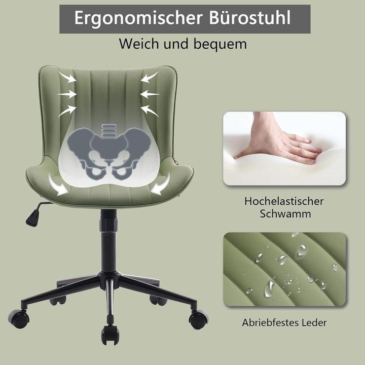 YOUTASTE Bürostuhl Ergonomisch, Schreibtischstuhl Höhenverstellbar, Bürostuhl mit PU-Leder & Rollen,
