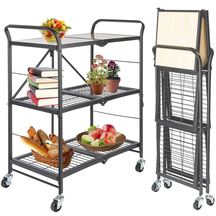 ONVAYA® Küchenwagen James klappbar | Servierwagen klappbar | Etagenwagen | Beistellwagen | Grau | Kü
