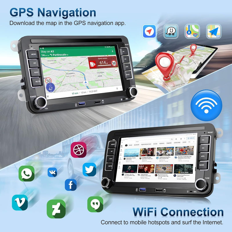 Podofo Autoradio für VW Golf 5 6 Polo Seat Skoda Radio mit Wireless Carplay Android Auto, 1+32G 7 Zo